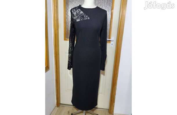 Új, fekete-csipke alkalmi női ruha, 44-es méret
