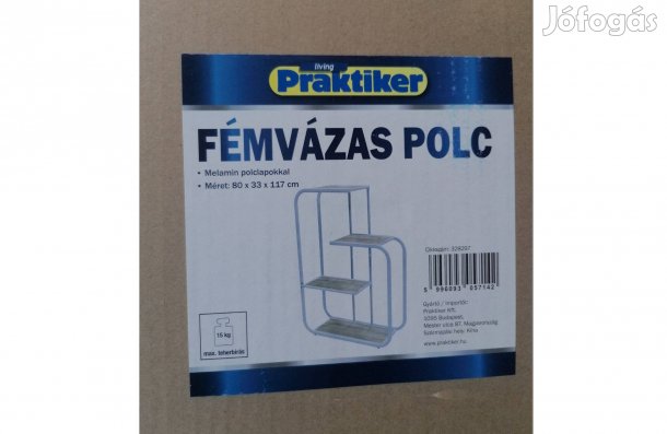 Új, fémvázas modern egyenes polc eladó!