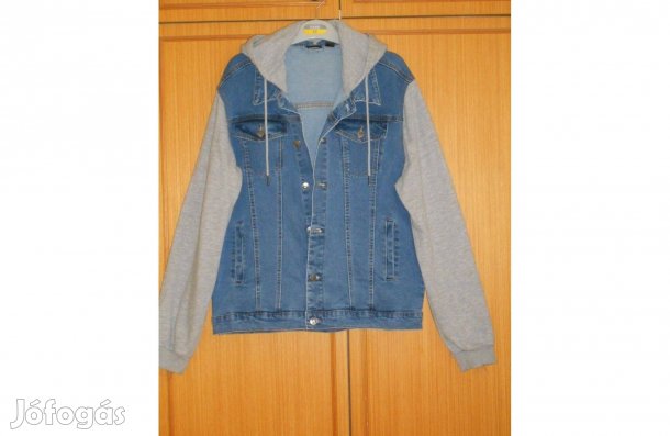Új, férfi farmer dzseki, 46/48. Puha, pamut ujj, kapucni. Márkás