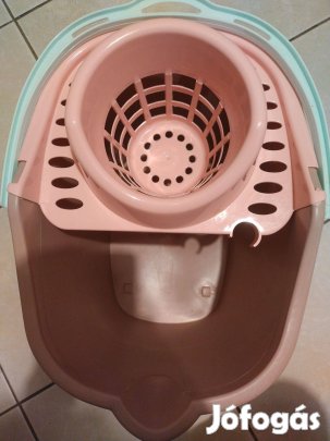 Új, gurulós felmosó vödör rózsa mintával