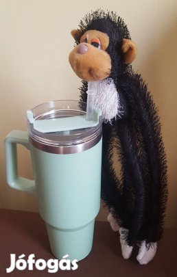 Új, hatalmas méretű nemesacél v. zöld nemesacél kulacs + szívószál %%