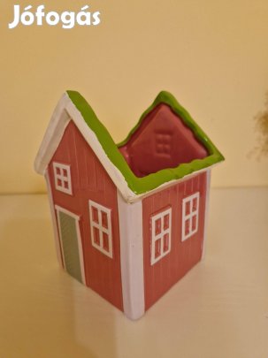 Új, házikó kerámia virág kaspó