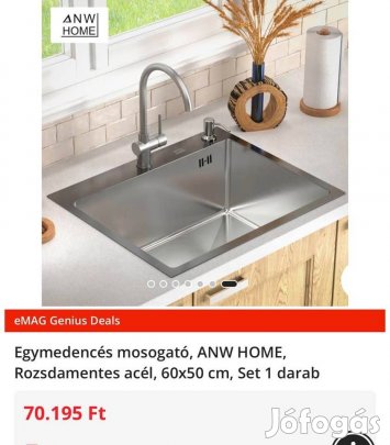 Új, hibátlan Acél mosogató 60x50 Satin Inox? 25.000Ft!! 