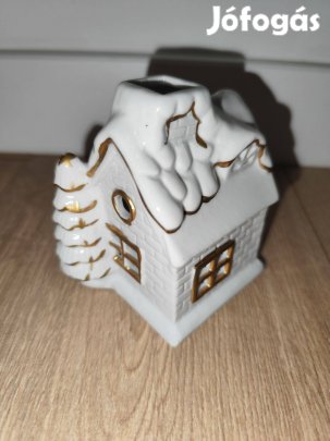 Új, hibátlan porcelán mécses tartó házikó, kis ház teamécsesnek