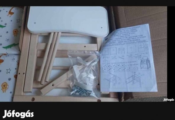 Új, javított, gyerek etetőszék (asztallal)