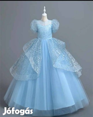 Új, kék, 140 cm magasra, királylányos, koszorúslány ruha