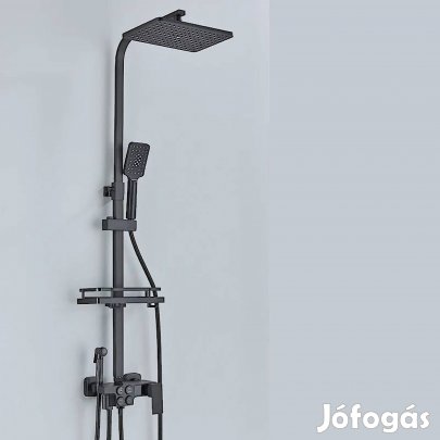 Új, matt fekete, kijelzős, multifunkciós zuhanyszett eladó