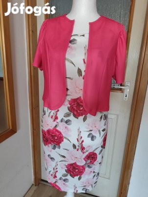 Új, molett, alkalmi női ruha+bolero, 56-os méret, rózsa-pink