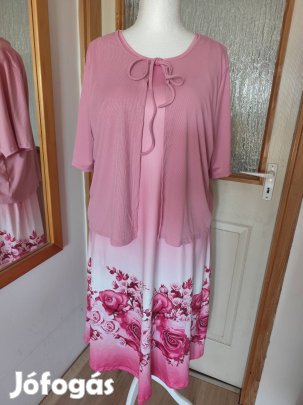 Új, molett, alkalmi női ruha+bolero, 58-as, rózsaszín