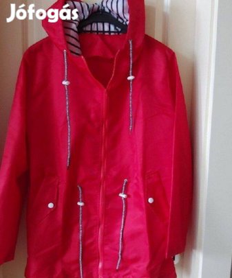 Új, piros parka széldzseki esőkabát