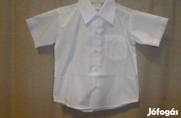 Új, rövid-vagy hosszúujjú fiú fehér ing, méretek: 74,80,86