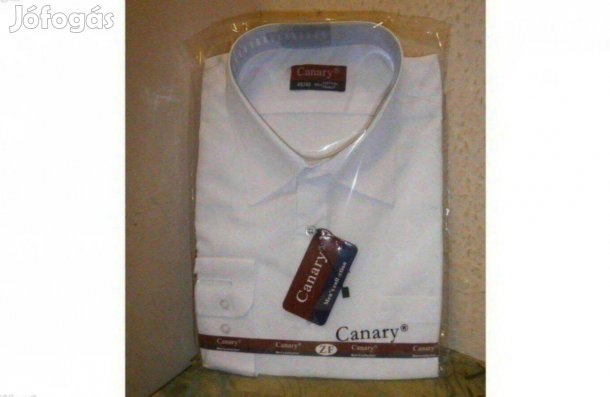 Új, rövid-vagy hosszúujjú pamut fehér férfiing, méretek: 39-54-ig