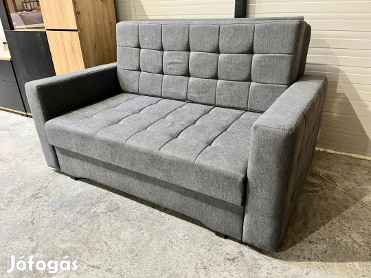 Új, szürke színű szövet kis kanapé, ágyazható - ágyneműtartós funkcióv