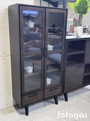 Új, valódi tömör tölgyfa dupla ajtós üveges vitrin