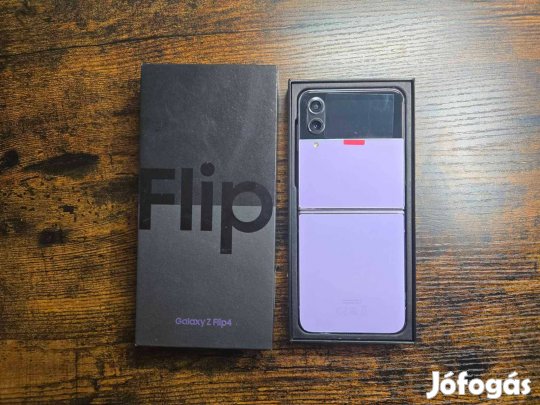 Új állapotú! Samsung Galaxy Flip 4 lila, dobozos, 128/8 GB (beszámitás