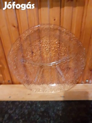 Új állapotú art deco üveg kínáló tál átm 26cm