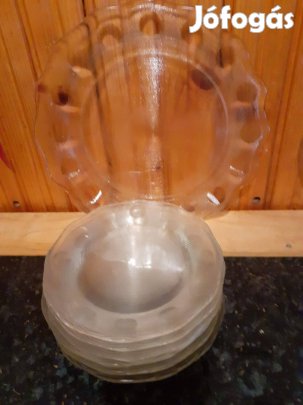 Új állapotú üveg süteményes készlet 7db-os