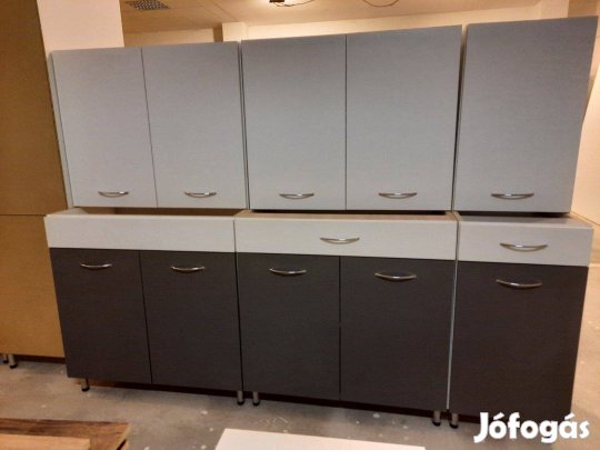 Új antracit szürke, fehér konyhabútor (AN134)