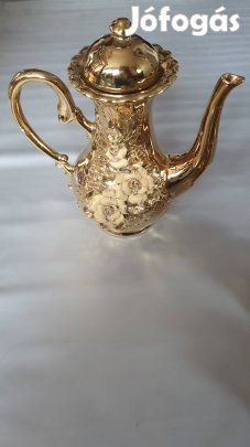 Új aranyozott porcelán kávés készlet, porcelán virágváza
