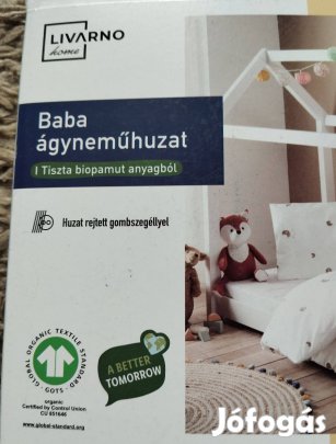 Új baba ágyneműhuzat szett, 100x135 és 40x60 cm, bontatlan biopamut