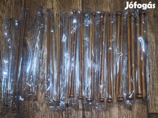 Új bambusz fa kötőtű készlet - 18 méret - 25 cm