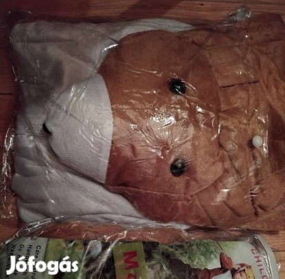 Új barna mackó egyberuhás jelmez kapucni tetején az állatka feje