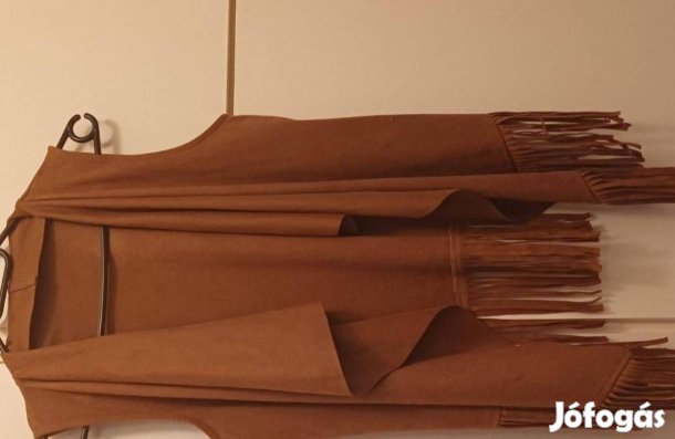 Új barna rojtos női mellény (S/M)