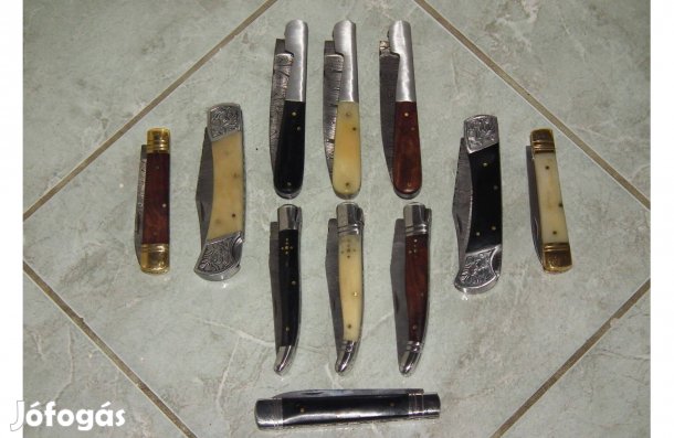 Új bicska zsebkés kés damaszk acél vagy szénacél 1095