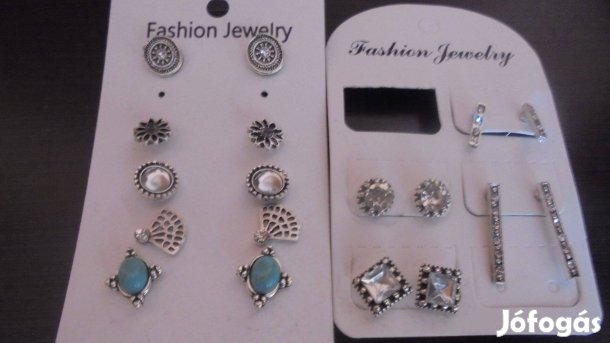 Új bizsu antikolt stílusú fehér vagy türkiz köves fülbevaló - többféle