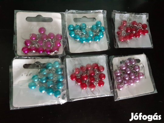 Új bizsu tekla gyöngy szőlőfürt alakú női fülbevaló - több szín