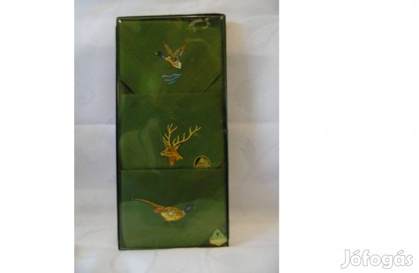 Új bontatlan Fritmann 3 db hímzett vadász zsebkendő díszdobozban