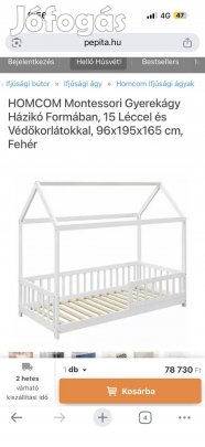 Új bontatlan Házikó gyerekágy 