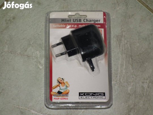 Új bontatlan Kőnig-HQ 220V-os töltő mini 5pin USB csatlakozóval