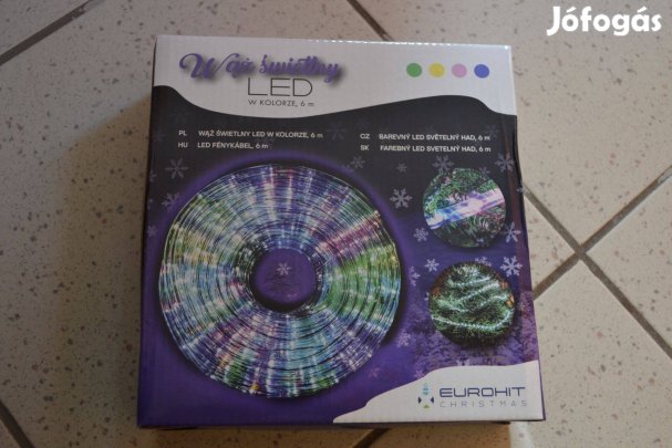 Új bontatlan Kül- és beltéri 6 méteres színes led fénykígyó fénykábel