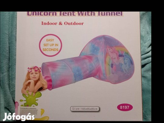 Új bontatlan iplay unikornis játszósátor alagúttal, gyereksátor,