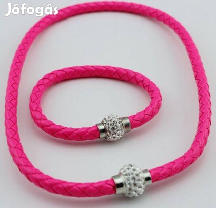 Új bőr hatású fonott szett (nyaklánc + karkötő) - sima, kockás