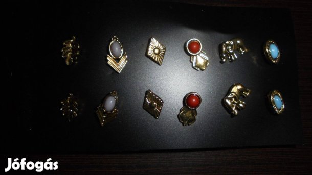 Új bronz színű női fülbevaló elefánt levél piros türkiz fehér köves