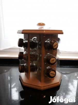 Új bükkfa fűszertartó készlet állvánnyal 13 részes