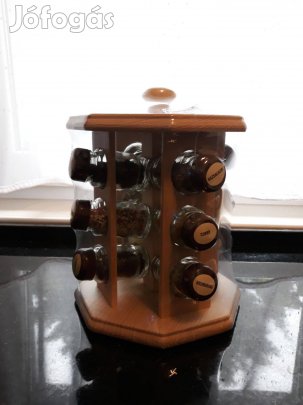 Új bükkfa fűszertartó készlet állvánnyal 13 részes