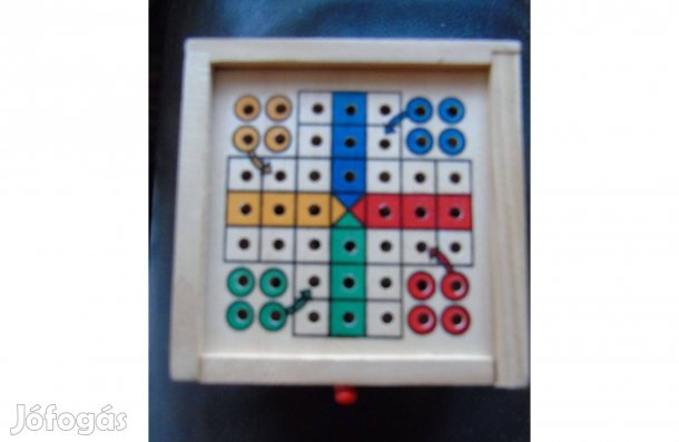 Új bütykös 5 darab úti társasjáték fa dobozban