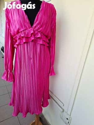 Új cimkés Boohoo 42-44-es gyönyörű pink, pliszírozott női ruha