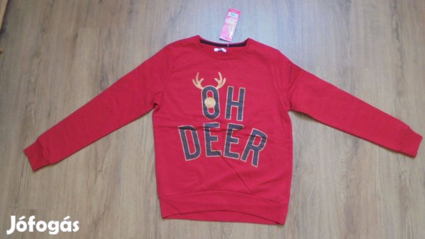 Új címkés Pepco rénszarvasos karácsonyi piros lányka pulóver 146 - 152