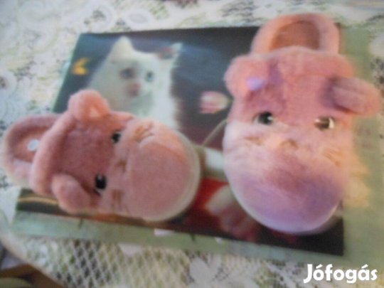 Új cuki cicás pinki pihe puha 37es szobapapucs