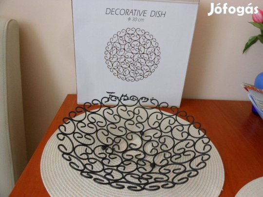 Új dísztál, gyümölcsös - fém, átmérő 30 cm - eladó