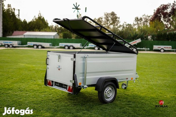 Új dobozos német utánfutó (750kg-os) akciósan bruttó 679.000 FT