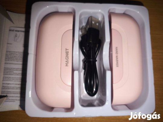 Új dupla mágneses kézmelegítő - LED kijelző, rózsaszín