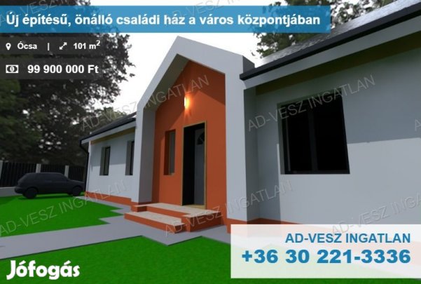 Új építésű, önálló családi ház a város központjában