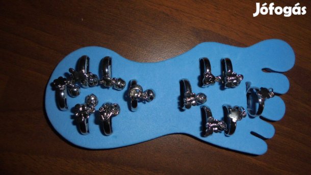 Új ezüst színű bizsu kislány lábujj gyűrű - többféle