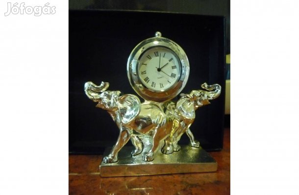 Új ezüstözött Marcello Giorgio - olasz asztali óra dísztárgy