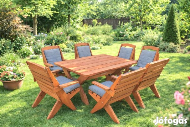 Új fa kerti garnitura 6szekkel 2szin